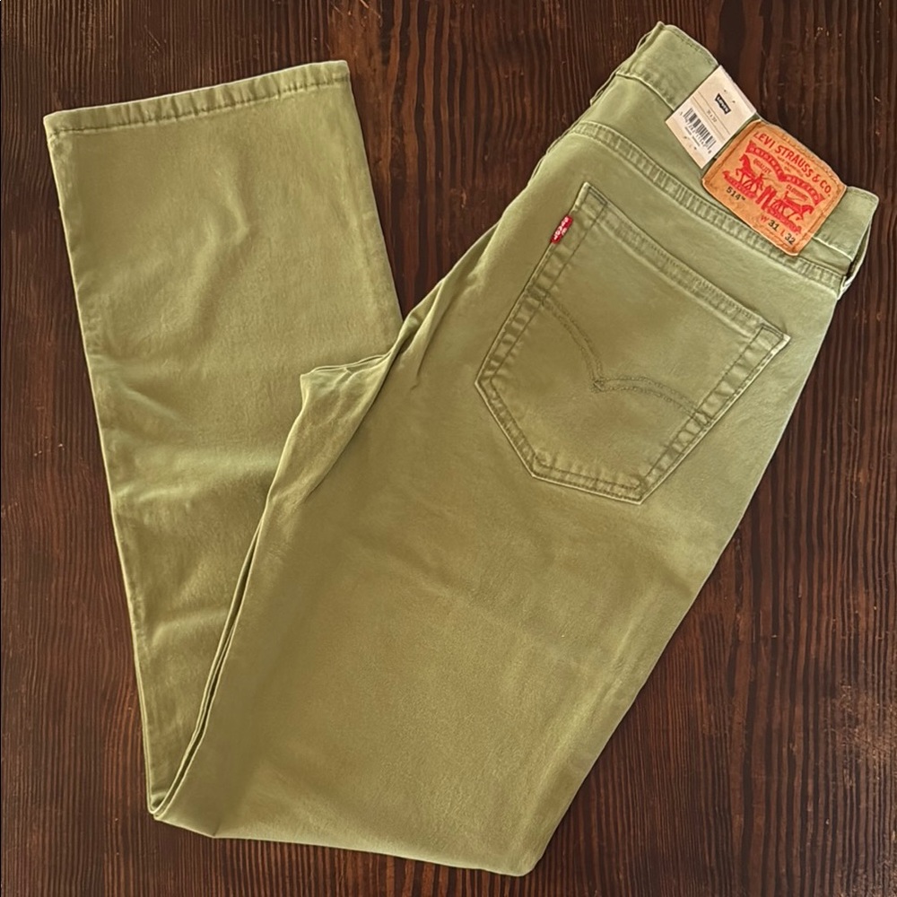 Levi's 514 Green Slim Straight Jeans with Contrast Stitching